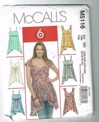 5116 6 EZ STRAPPY EMPIRE TOPS RIBBON FRINGE BOW PATTERN 26W-32W